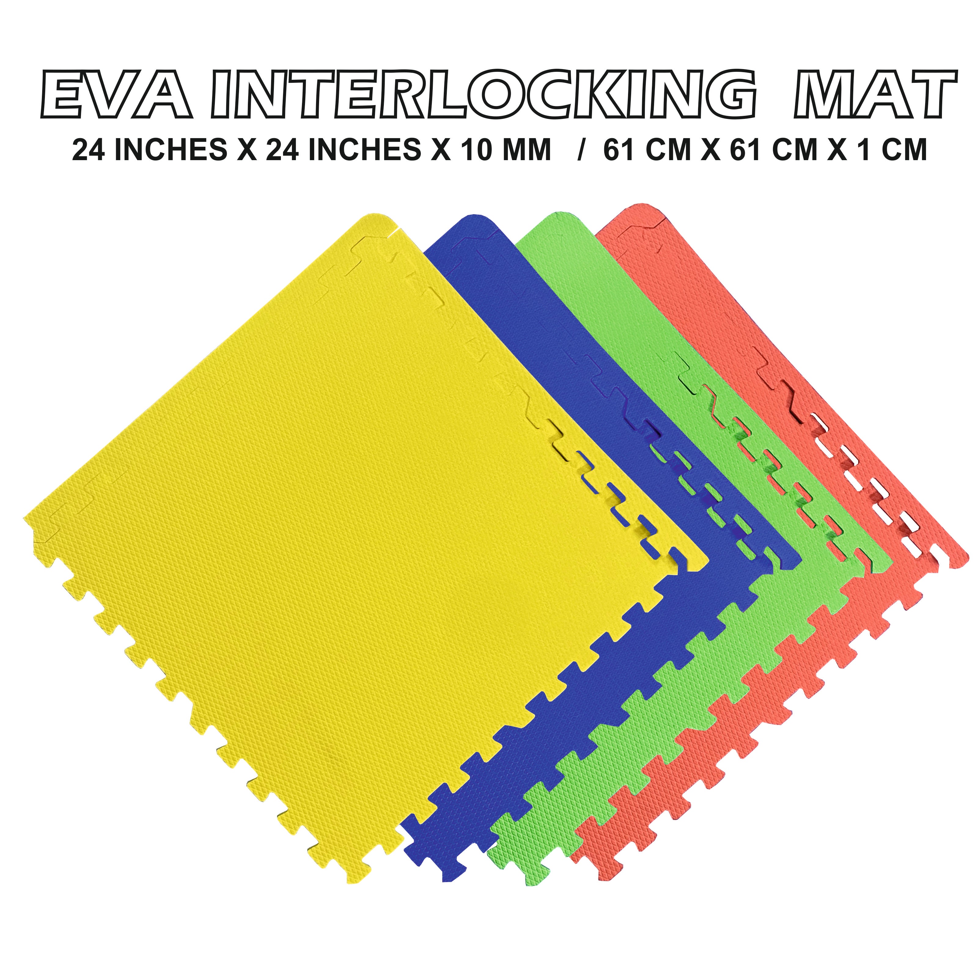 YOGPRO 10 mm Thick Interlocking Kids Play Mat Multicolor (Set of 4 Pcs)