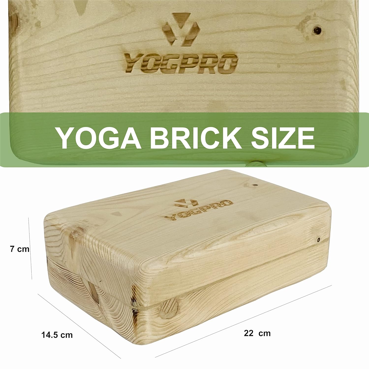 Yogpro Wooden Yoga Brick (Set of 2) 9 x 3x 6 INCHES