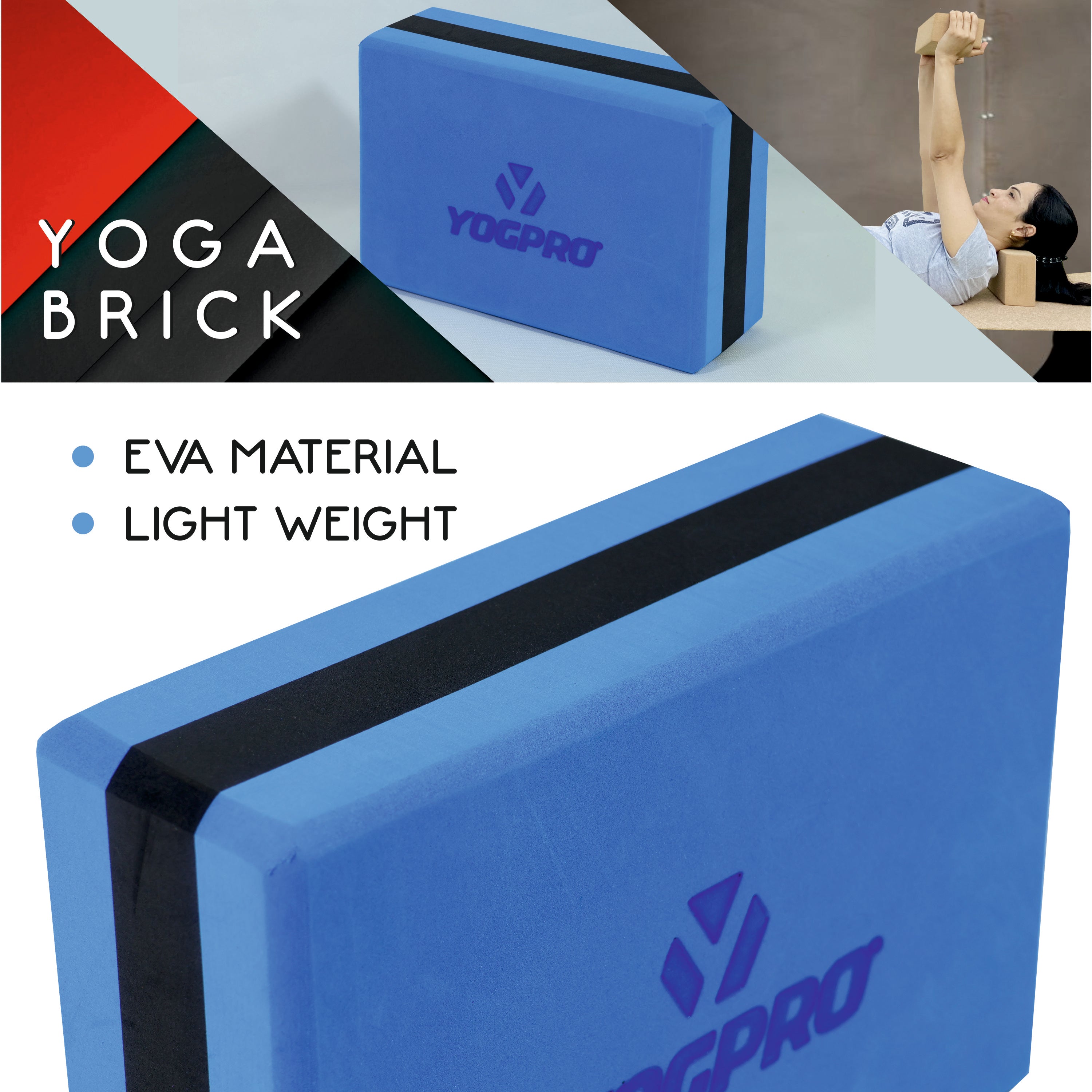 Yogpro Yoga Brick EVA (Set of 2 Pcs) 9 X 6 X 3 Inches