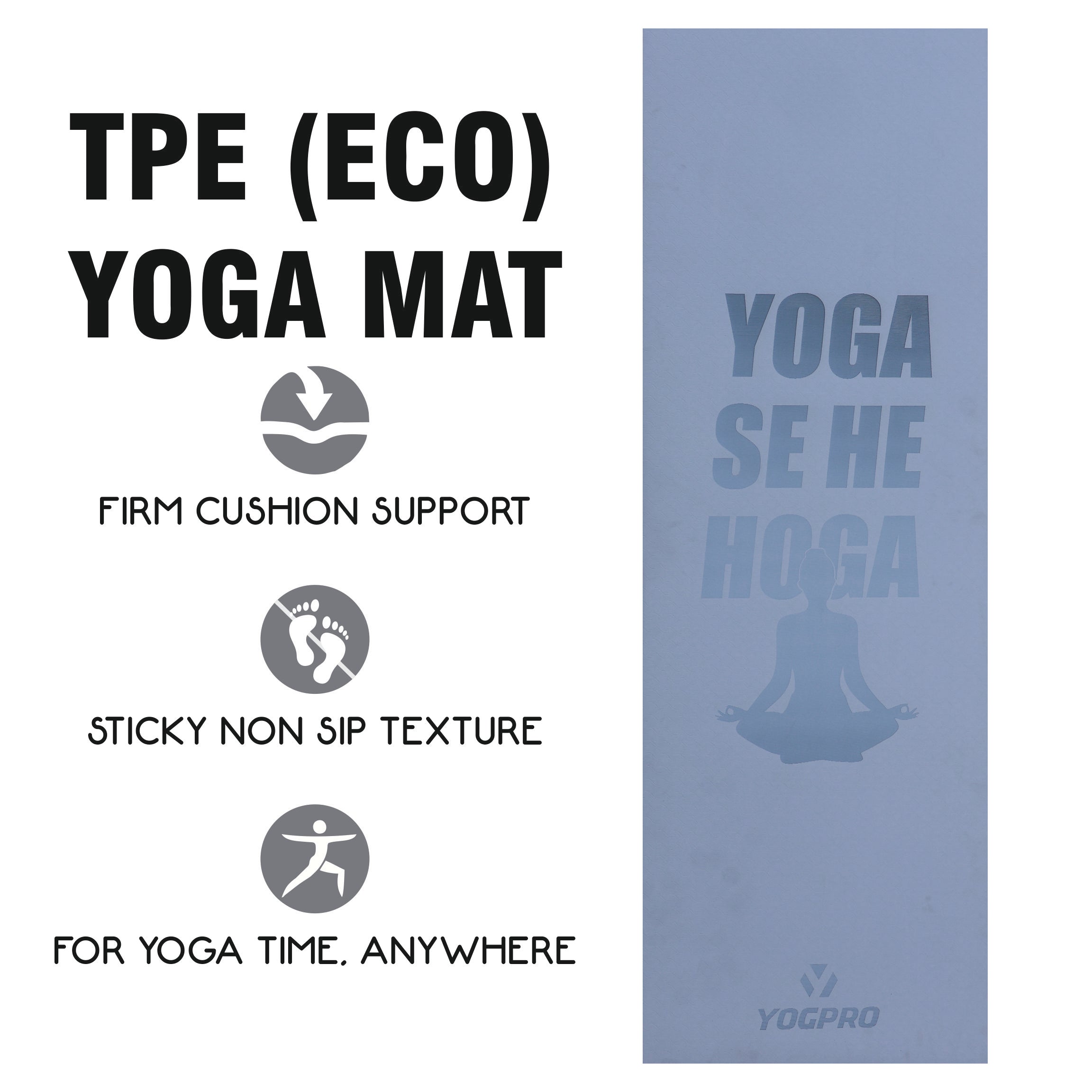 Yogpro TPE Yoga Se Hoga Printed Yoga Mat 6 mm
