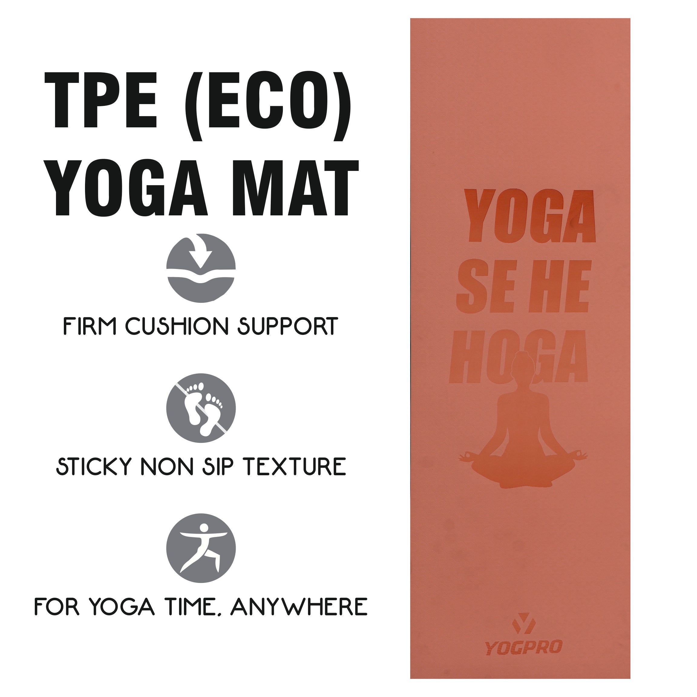 Yogpro TPE Yoga Se Hoga Printed Yoga Mat 6 mm