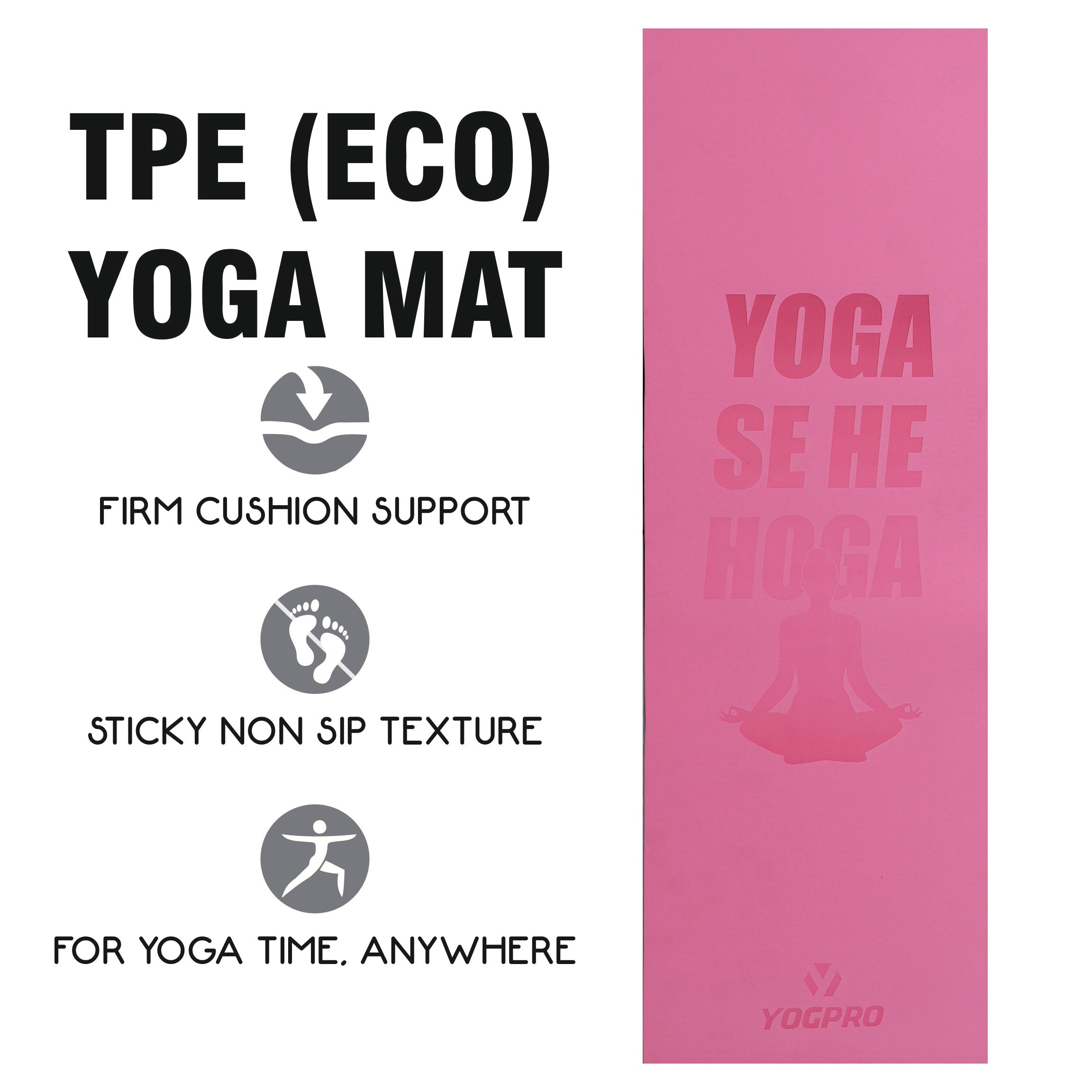 Yogpro TPE Yoga Se Hoga Printed Yoga Mat 6 mm