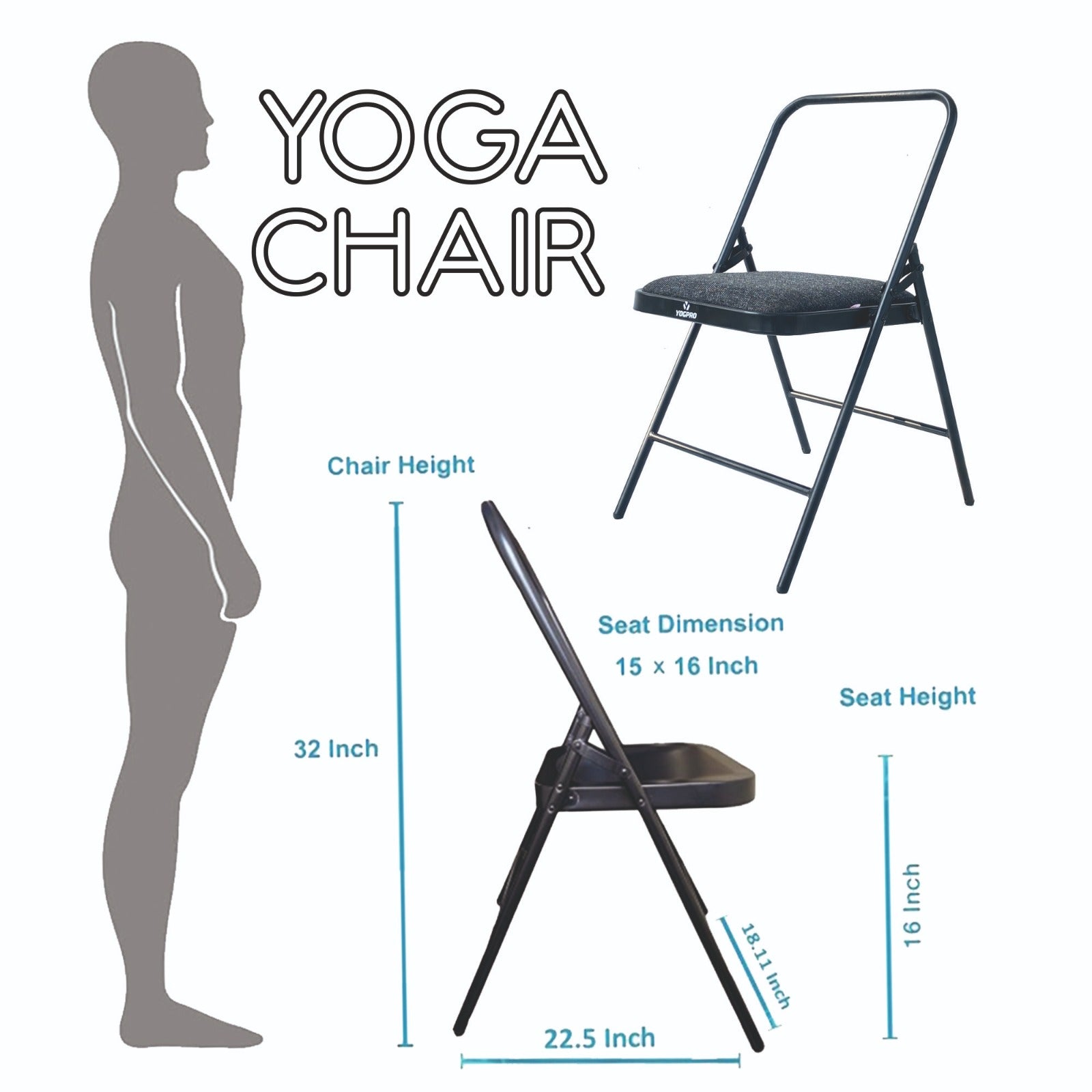 Yogpro Foldable Yoga Chair with cushion