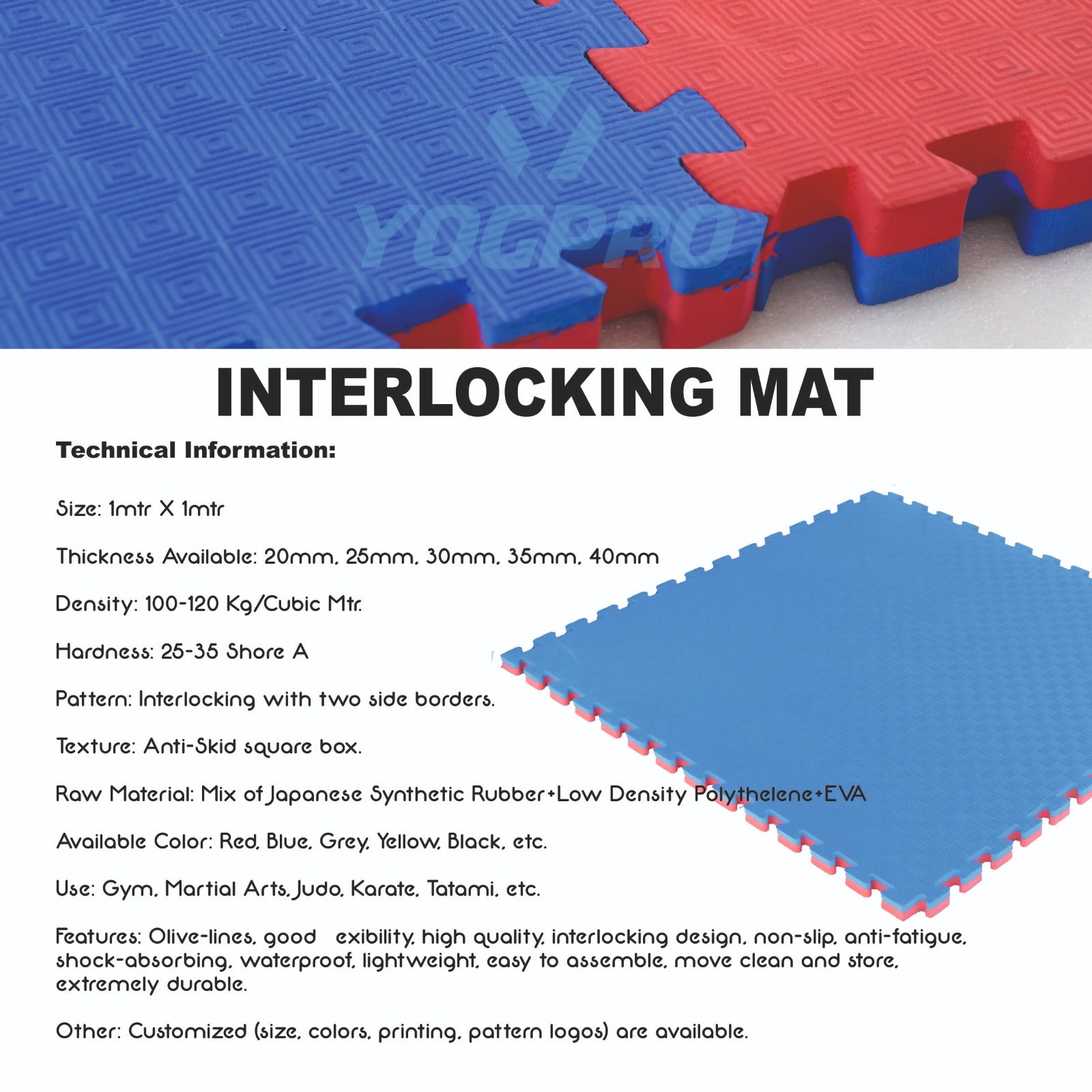 Yogpro Interlocking Mats 1 X 1 MTR