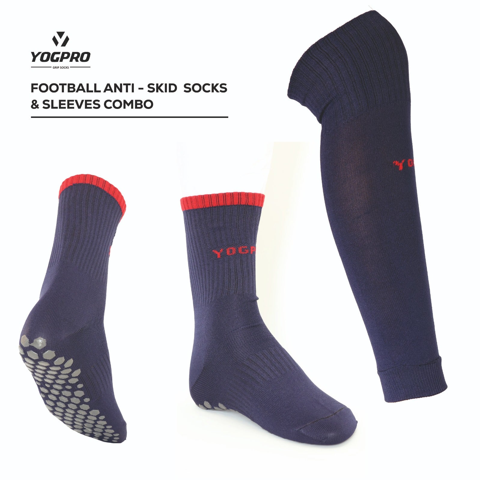 Yogpro Football Anti Slip Grip Socks With Sleeves for Men and Women
