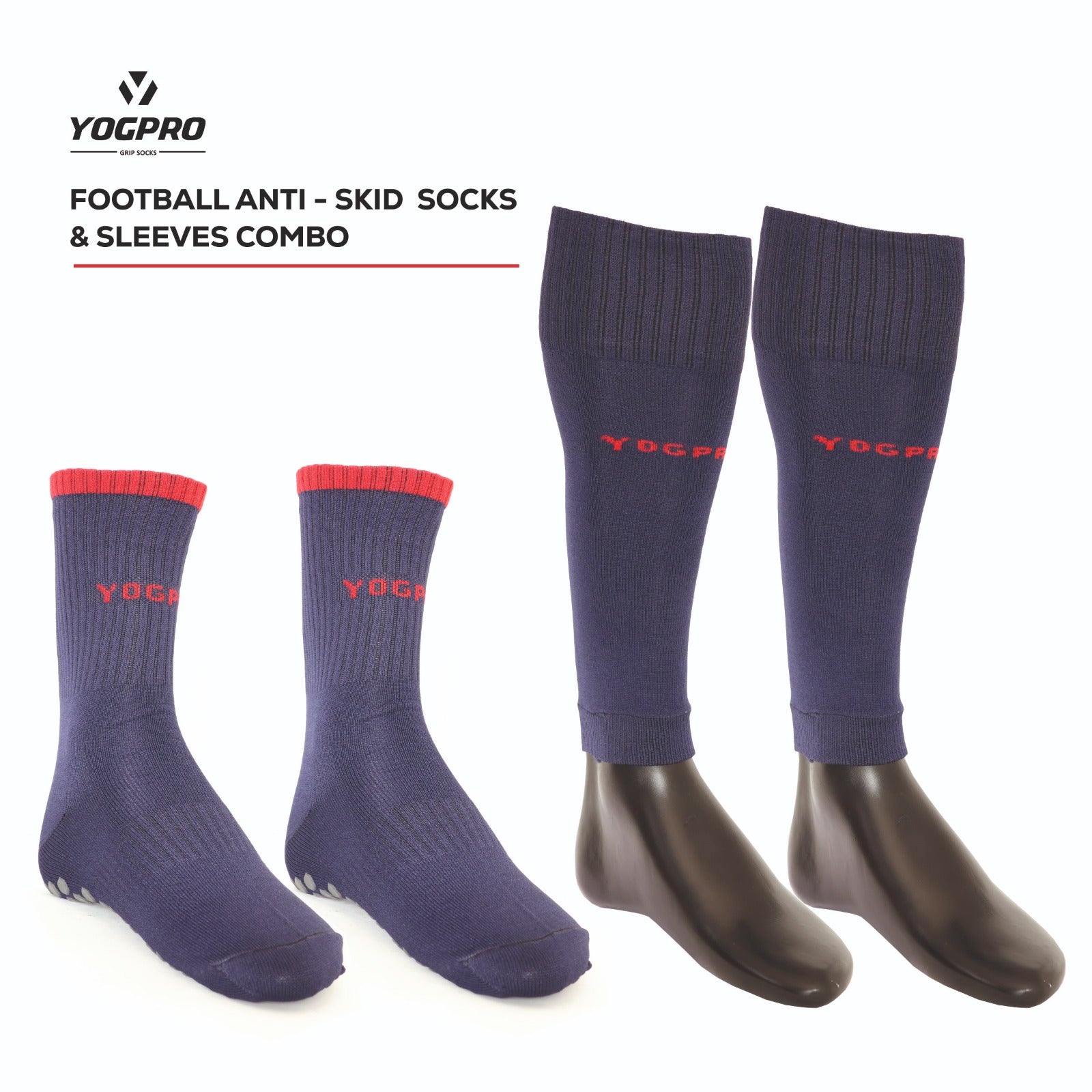 Yogpro Football Anti Slip Grip Socks With Sleeves for Men and Women