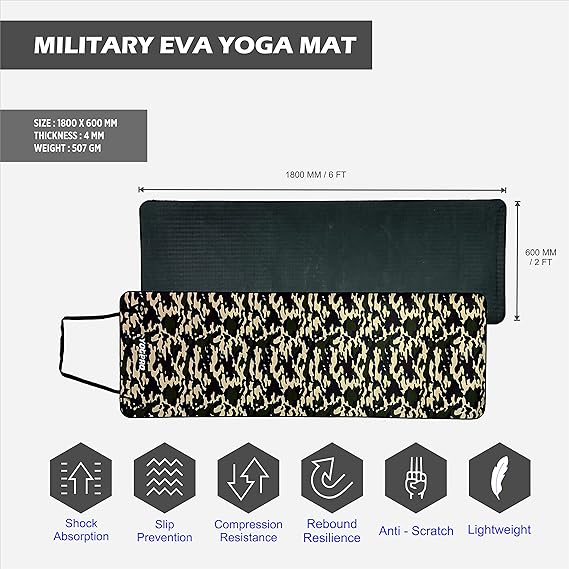 Yogpro Military Fabric Soft Eva Yoga Mat 4mm