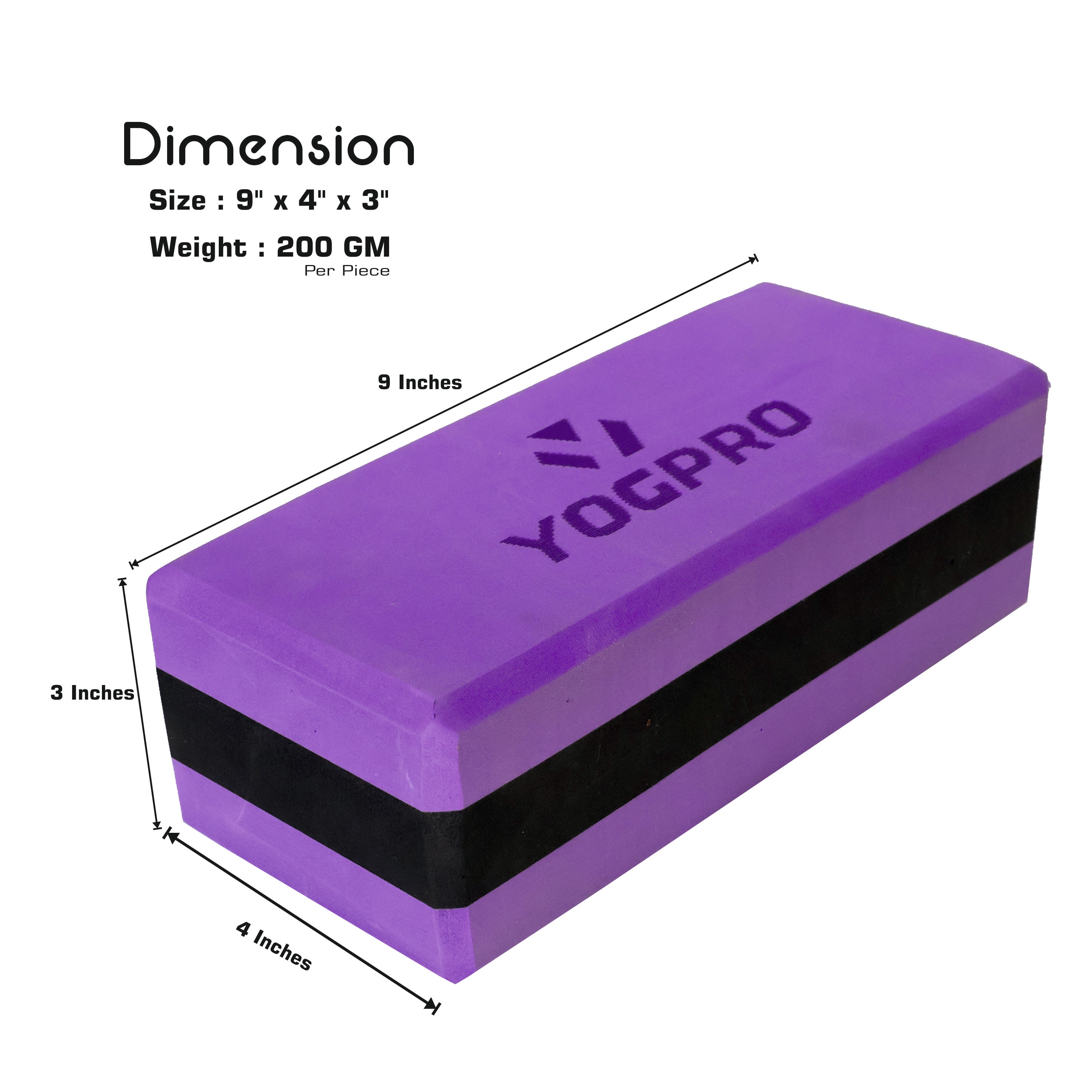 Yogpro Yoga Brick Eva (Set of 2 pcs) 9 X 4 X 3 Inches