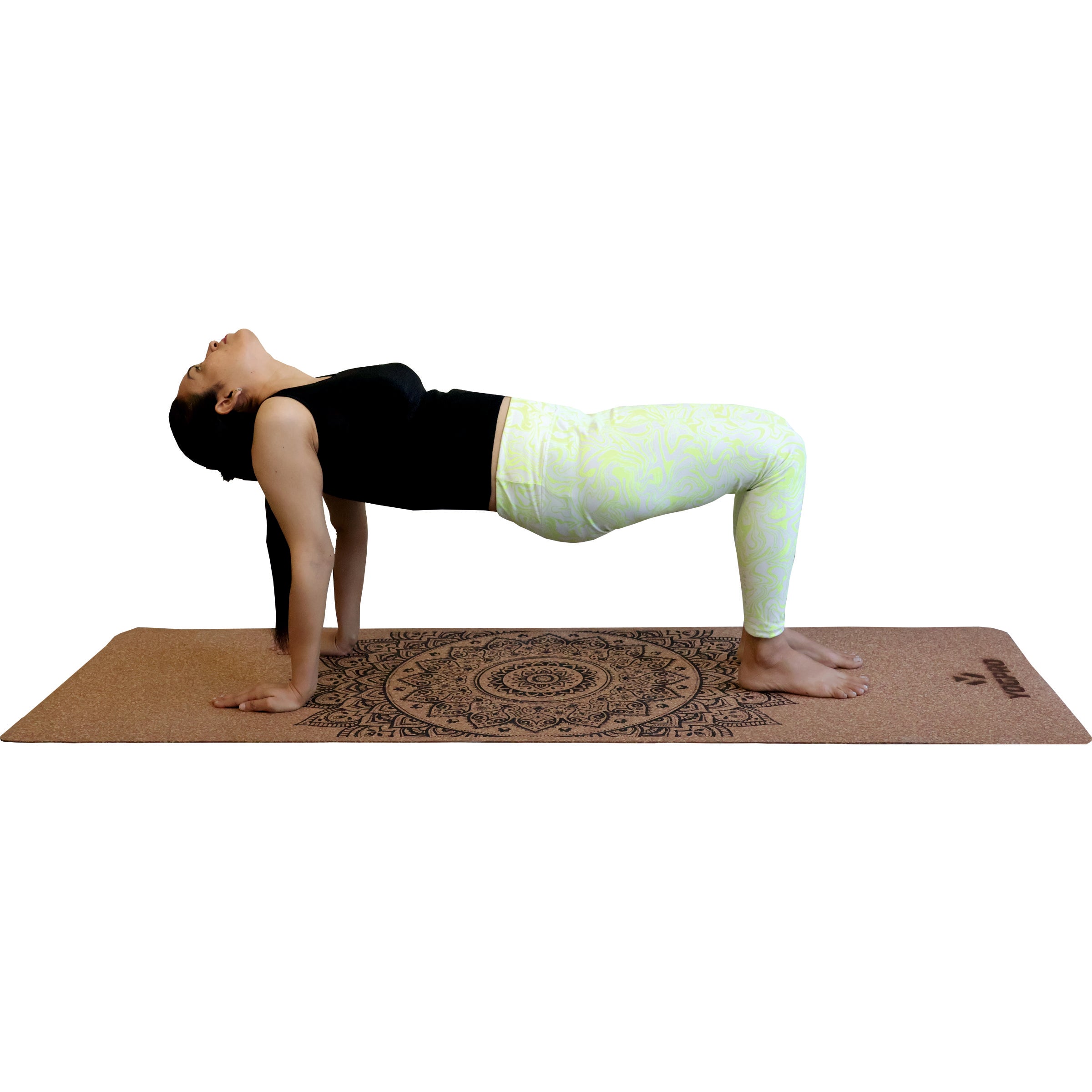Yogpro 100% Natural Cork Yoga Mat Mandala Print 2 X 6 FT X 3 MM