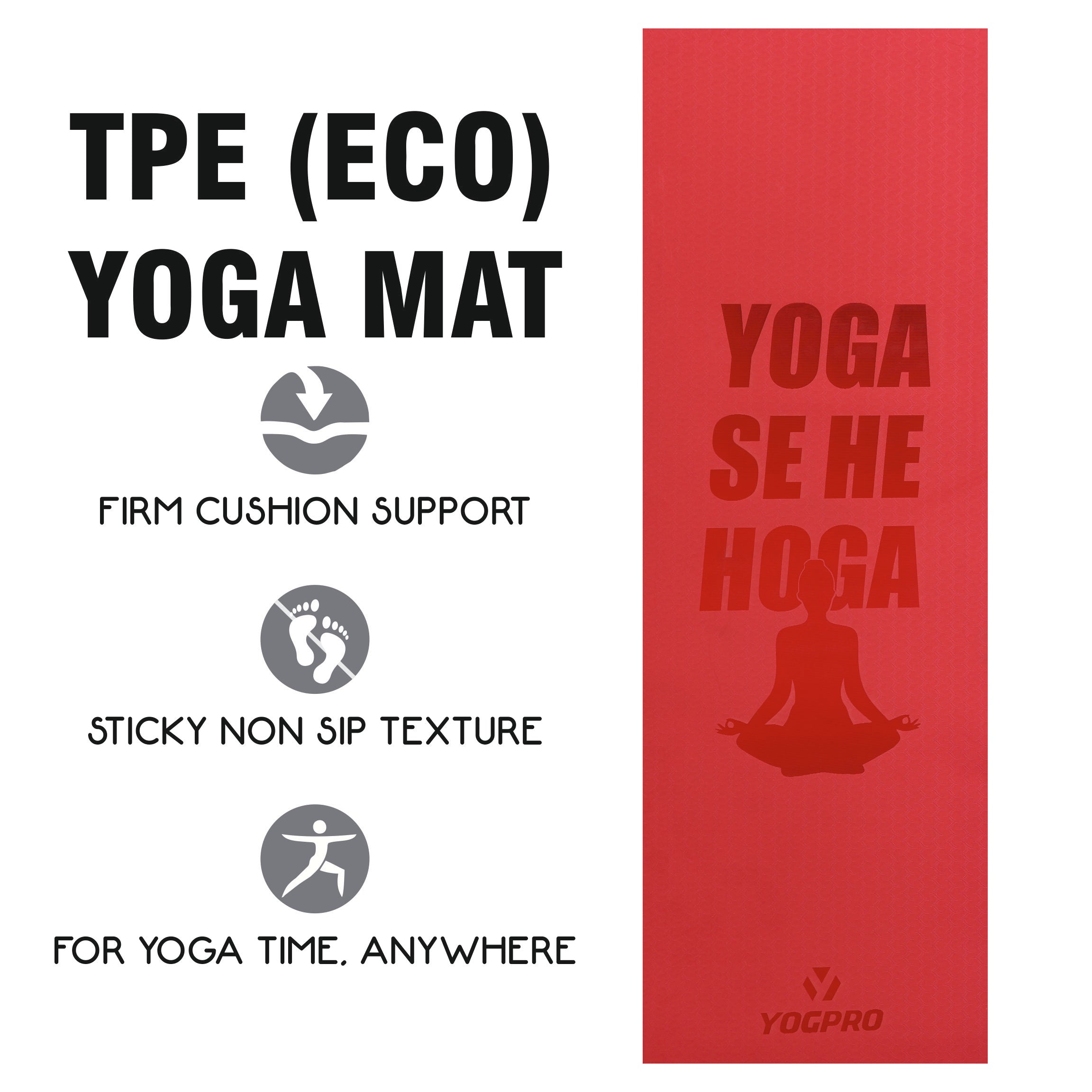Yogpro TPE Yoga Se Hoga Printed Yoga Mat 6 mm