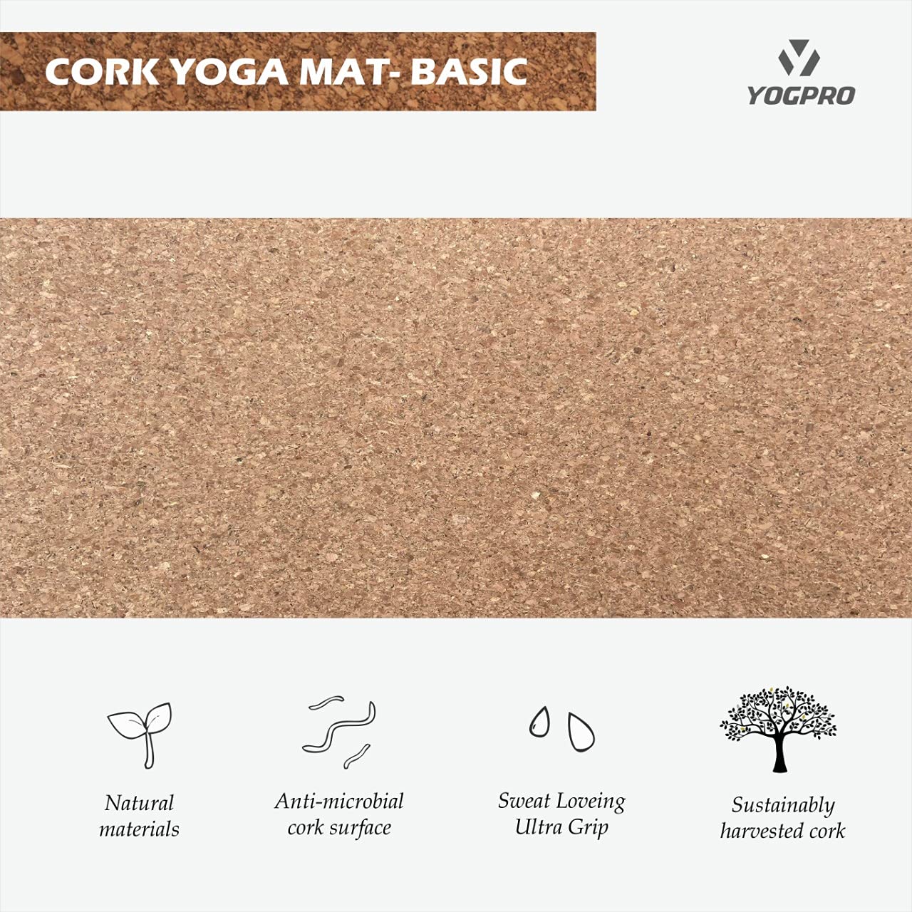 Yogpro Cork Yoga Mat (Eva + Cork) 2 X 6 FT X 4.5 MM