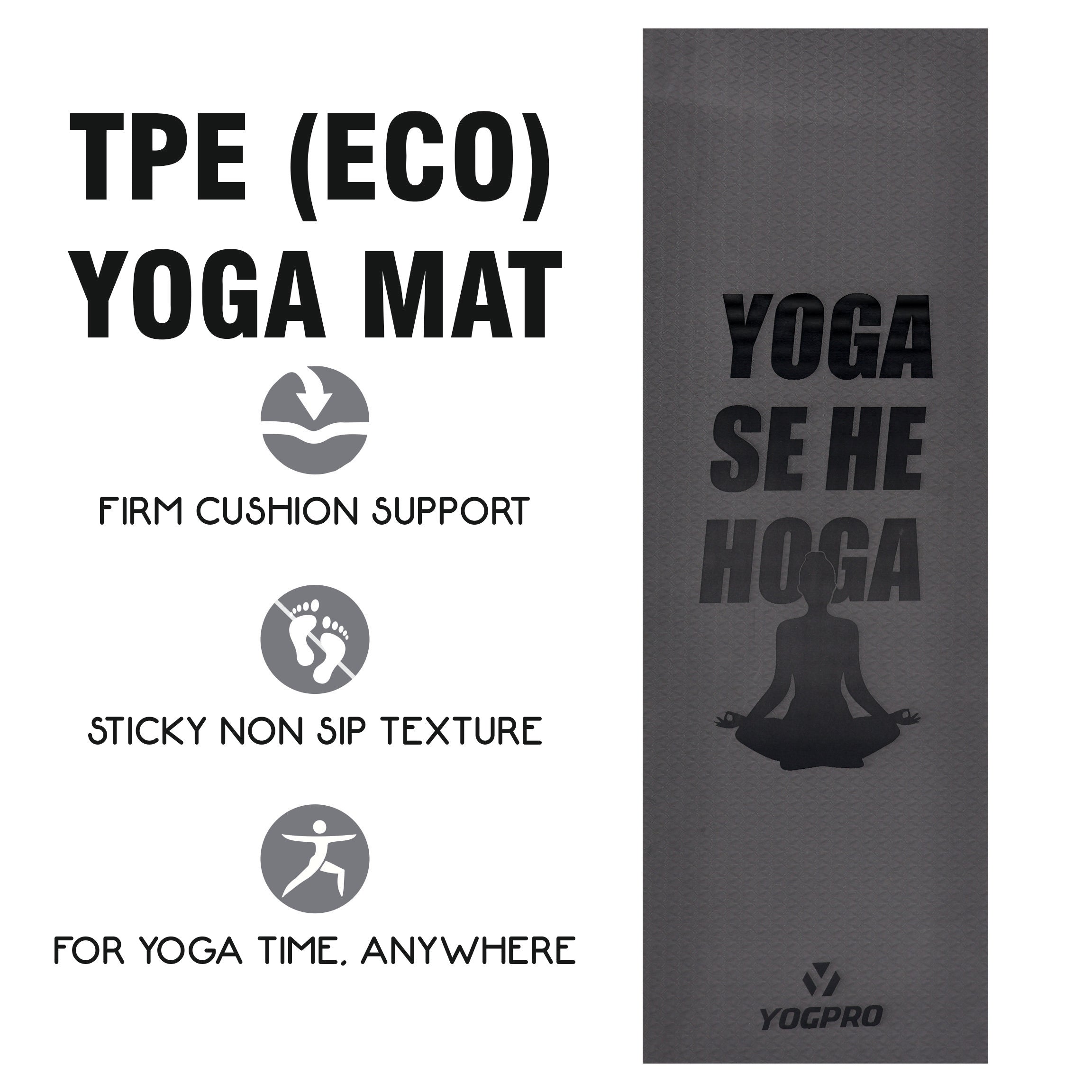 Yogpro TPE Yoga Se Hoga Printed Yoga Mat 6 mm