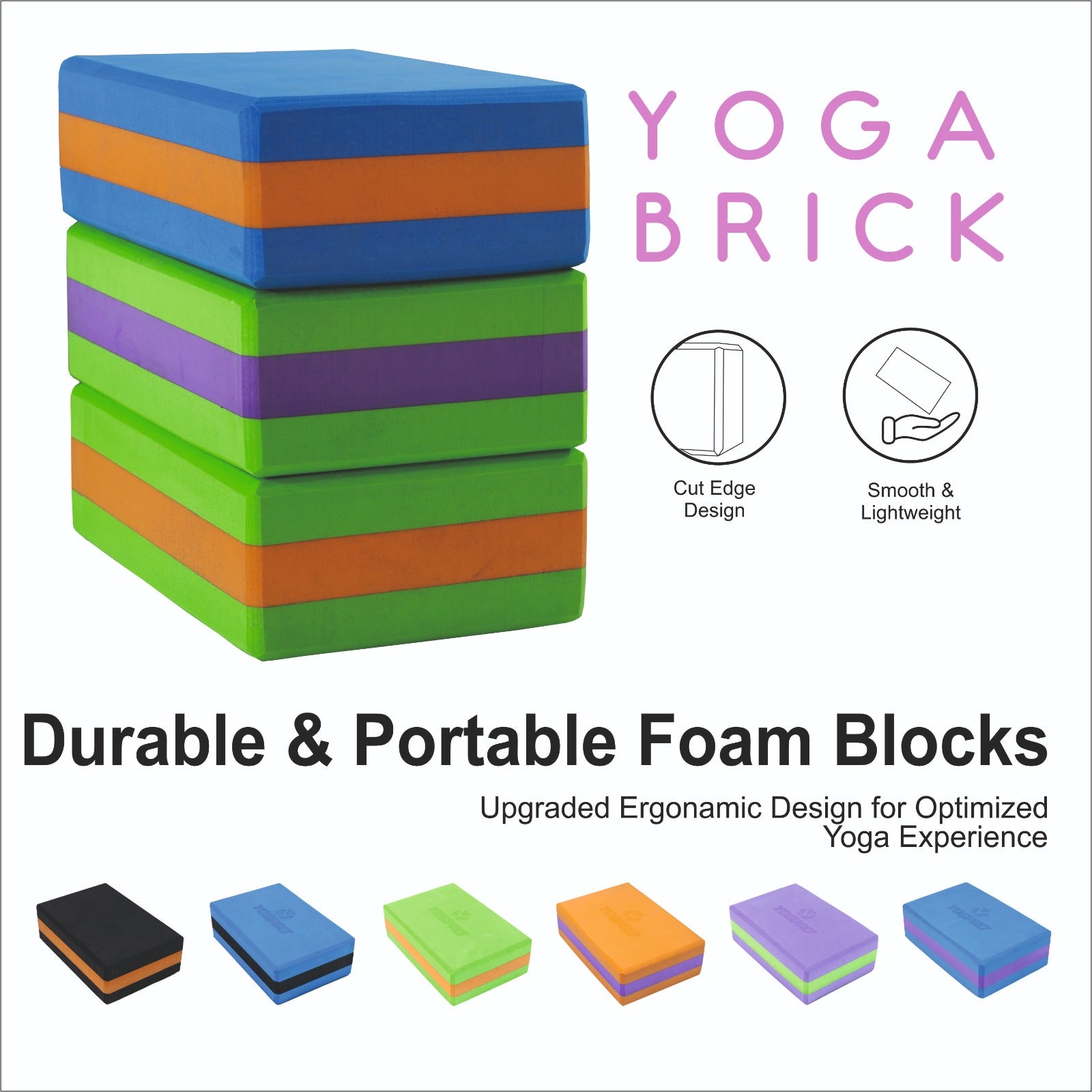 Yogpro Yoga Brick EVA (Set of 2 Pcs) 9 X 6 X 3 Inches