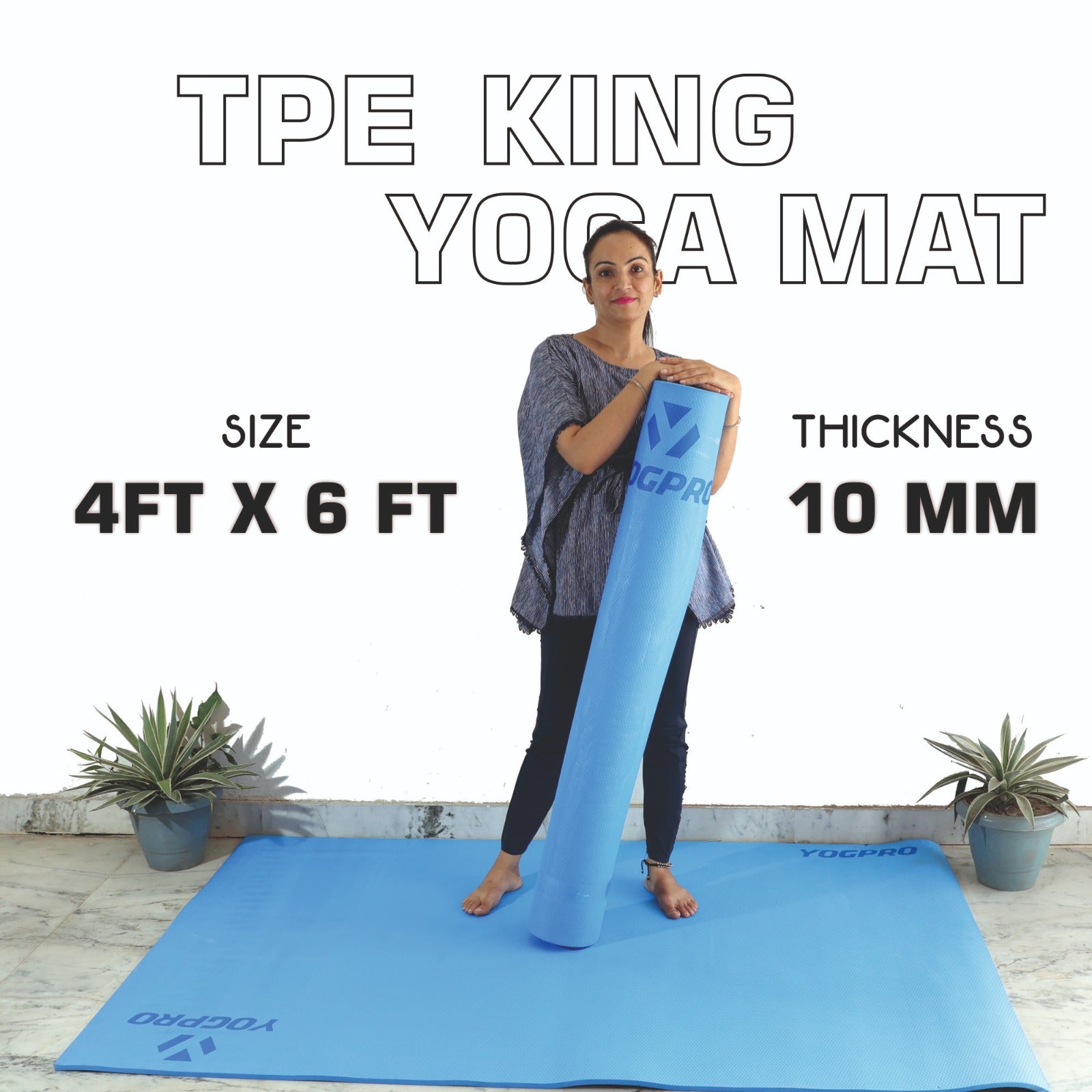Yogpro TPE King Size Yoga Mat Premium  10 mm (4 x 6 Ft)