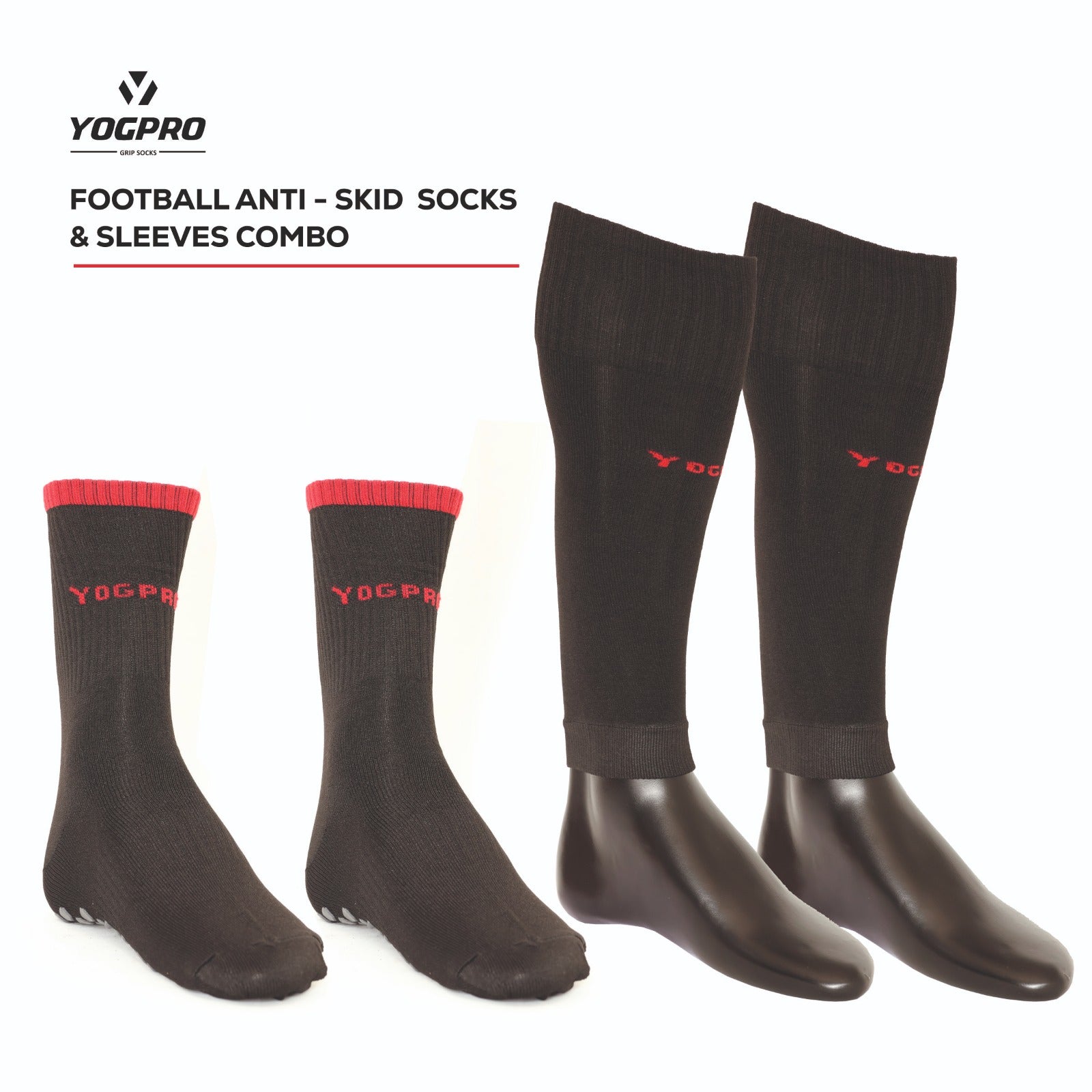 Yogpro Football Anti Slip Grip Socks With Sleeves for Men and Women