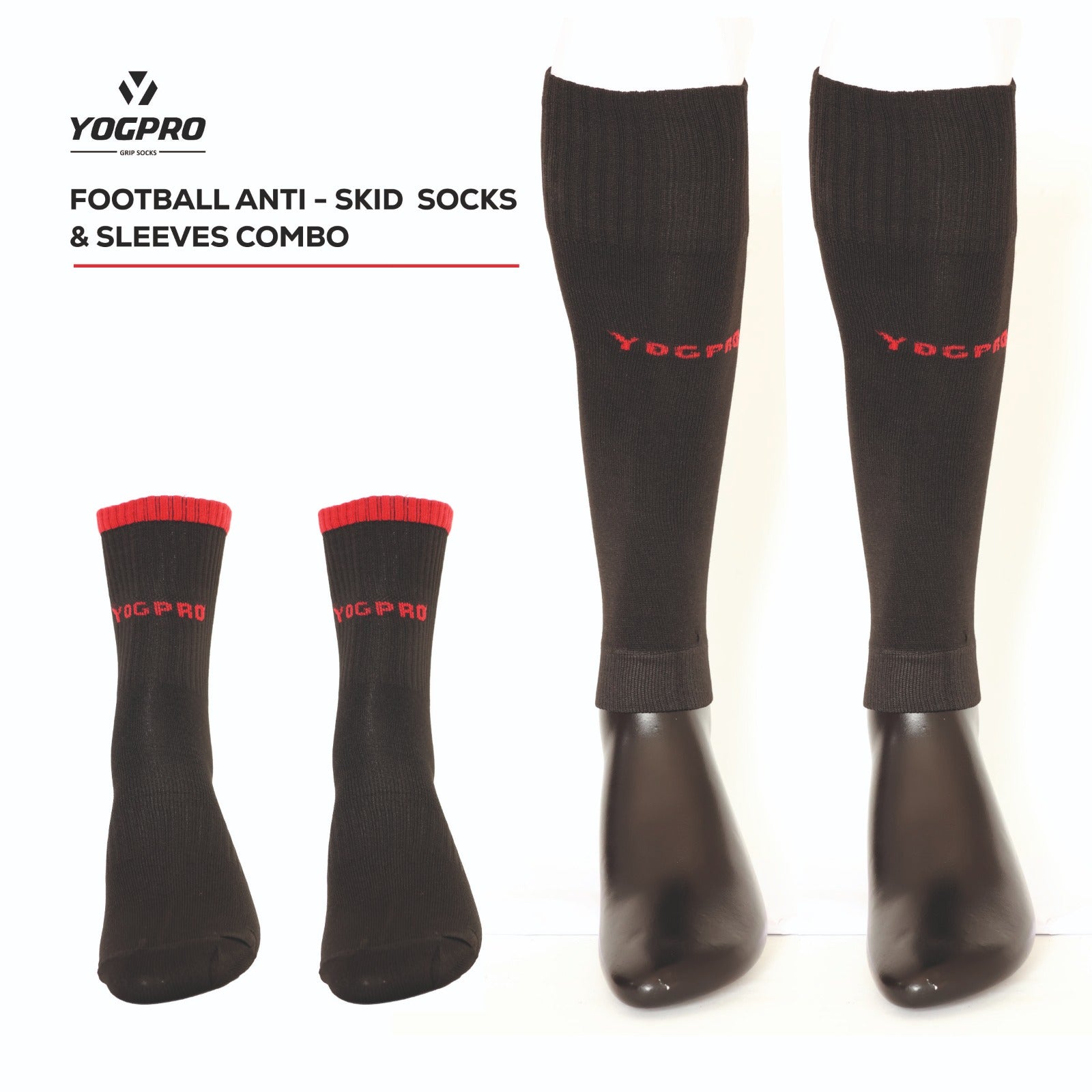 Yogpro Football Anti Slip Grip Socks With Sleeves for Men and Women