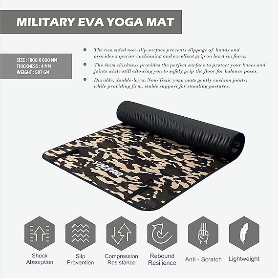 Yogpro Military Fabric Soft Eva Yoga Mat 4mm
