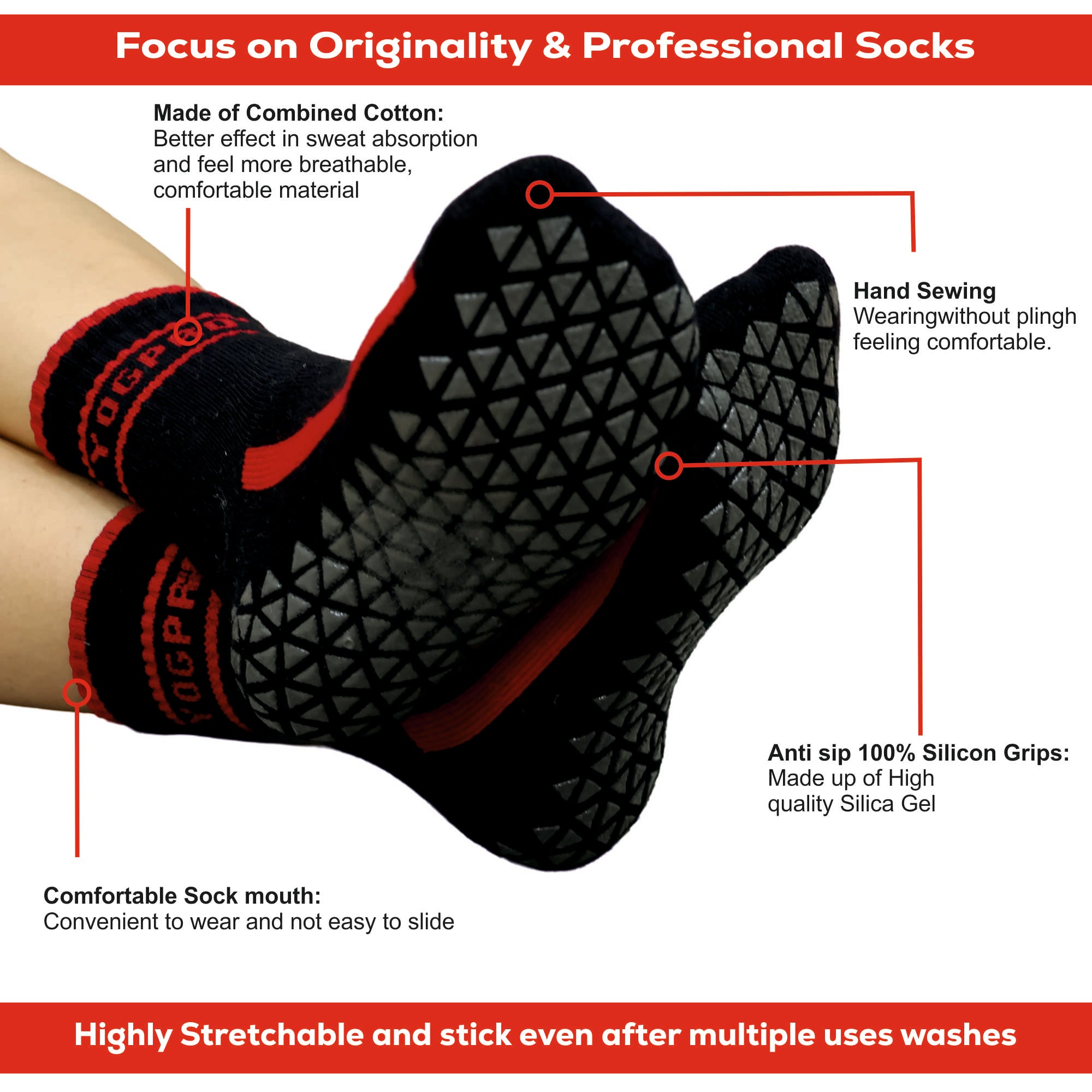 Yogpro  Anti Skid Ankle Socks YP551 SILICON SOCKS