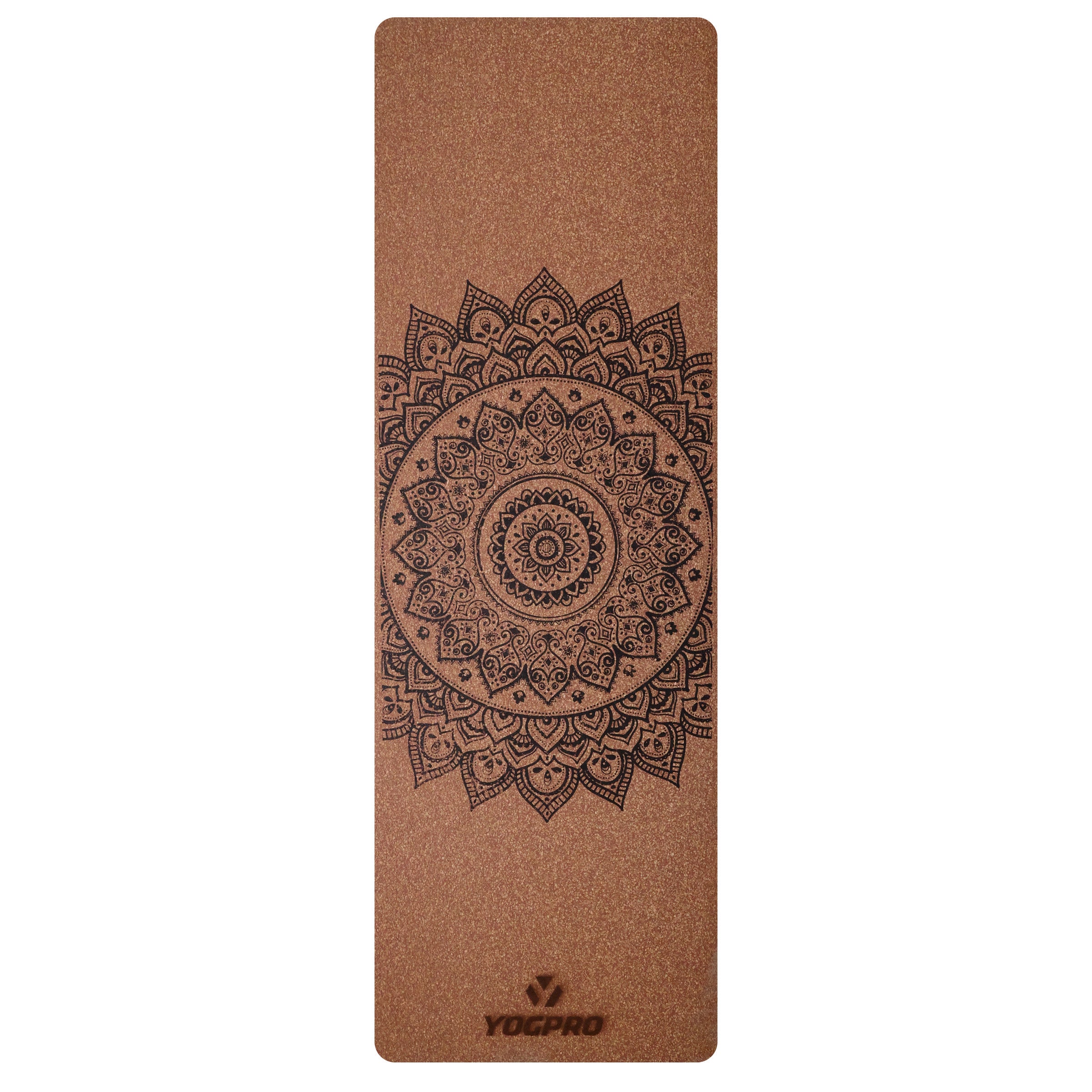 Yogpro 100% Natural Cork Yoga Mat Mandala Print 2 X 6 FT X 3 MM