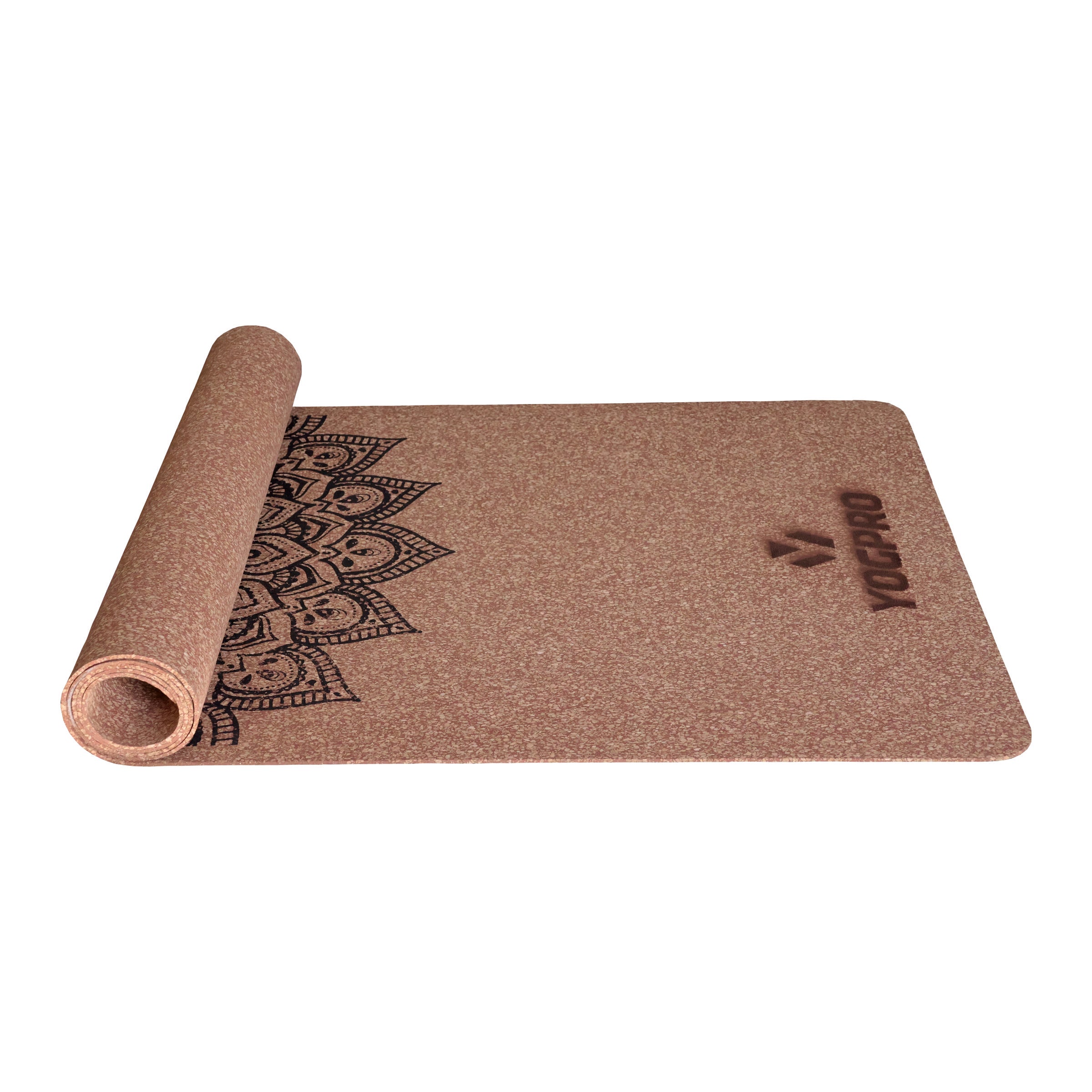 Yogpro 100% Natural Cork Yoga Mat Mandala Print 2 X 6 FT X 3 MM