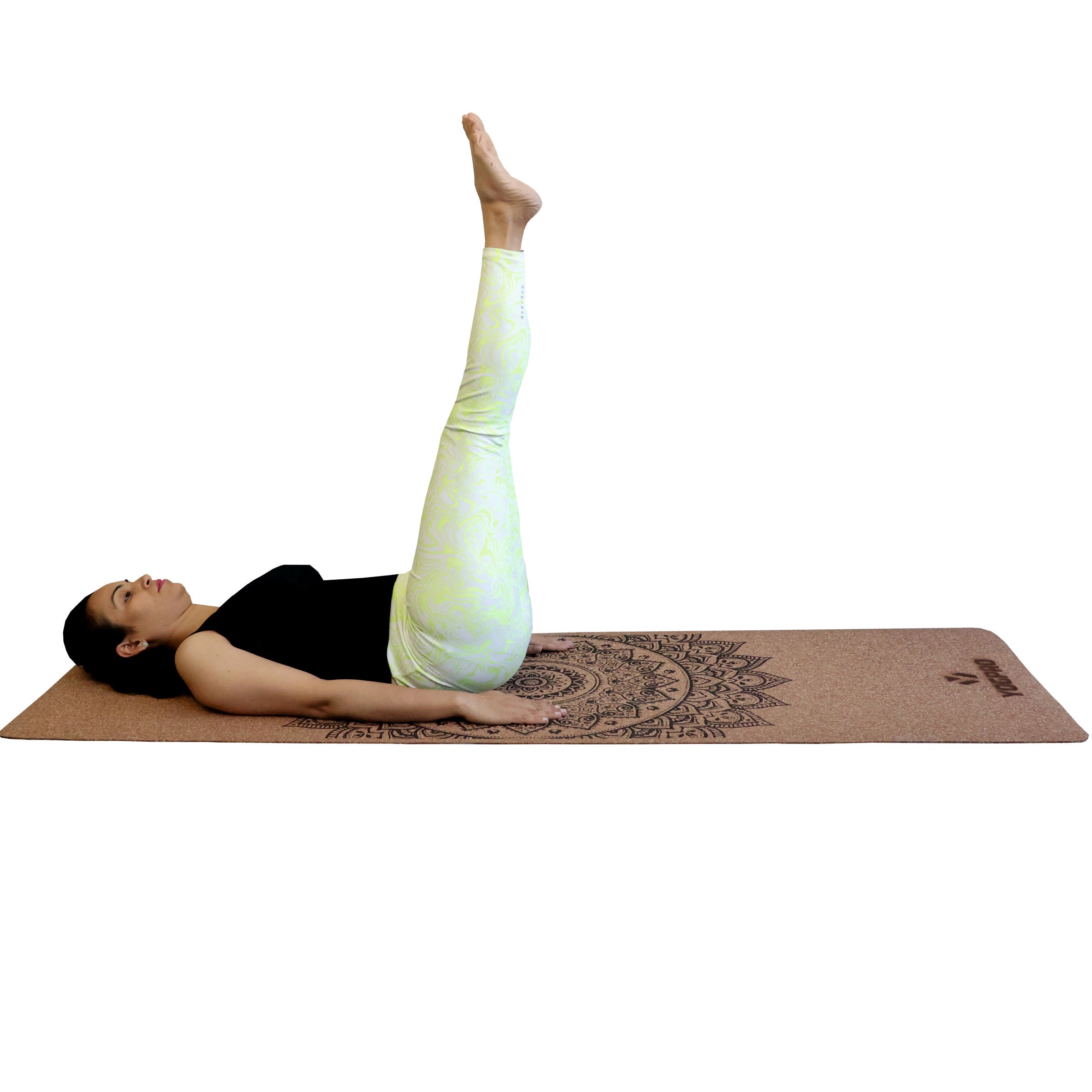 Yogpro 100% Natural Cork Yoga Mat Mandala Print 2 X 6 FT X 3 MM